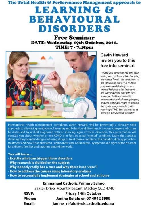 Learning & Behavioural Disorders FREE Seminar - Mackay 19th October 7pm